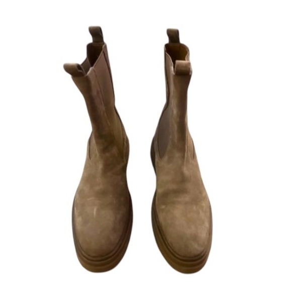 Zara‎ Suede Chelsea Boots Platform Lug Sole Ankle Booties Taupe Size 10/41 - Picture 3 of 5